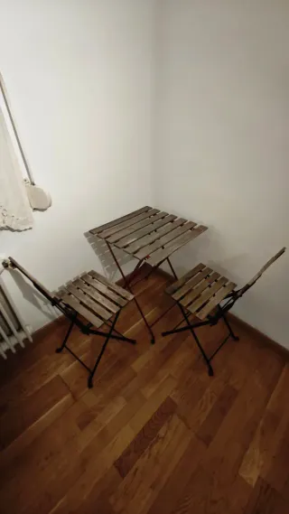 Mesa y 2 Sillas de Madera Ikea Plegables