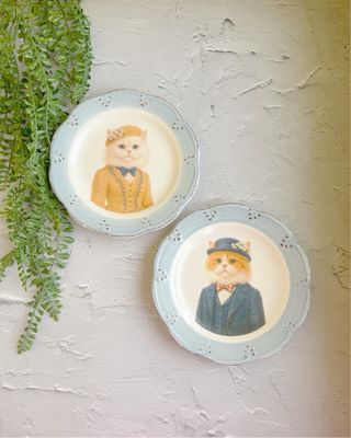 Conjunto de 2 Pratos Decorativos Gatos