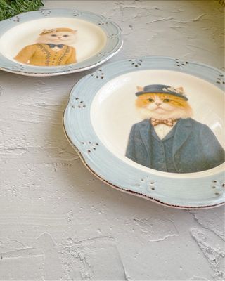 Conjunto de 2 Pratos Decorativos Gatos