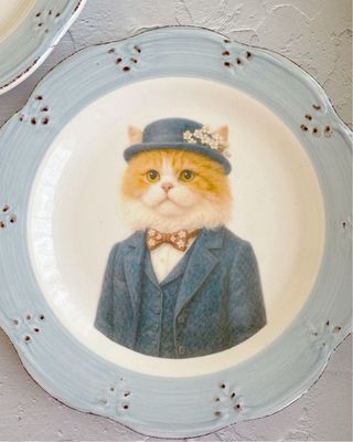 Conjunto de 2 Pratos Decorativos Gatos