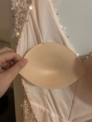 Vestido fiesta lentejuelas rosa y oro