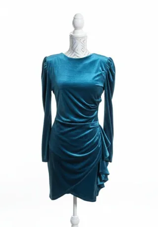 Vestido de fiesta azul verdoso