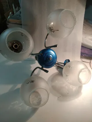 Lámpara vintage 4 tulipas cristal