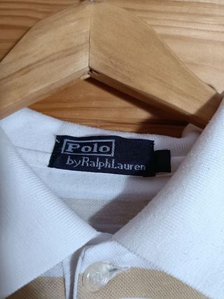 Polo Ralph Lauren Manga Corta Color Beige y Blanco