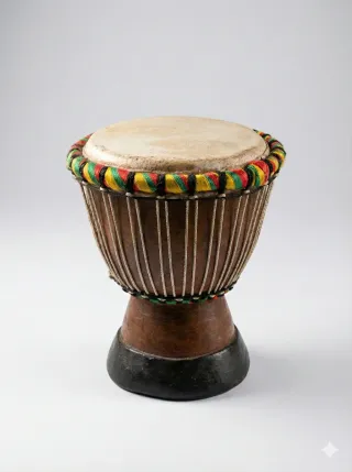 Djembe de madera con adornos