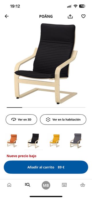 Sillón POÄNG Ikea negro y madera
