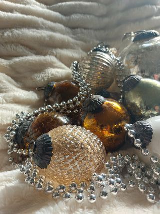 Bolas Natal vintage em vidro Craquelado