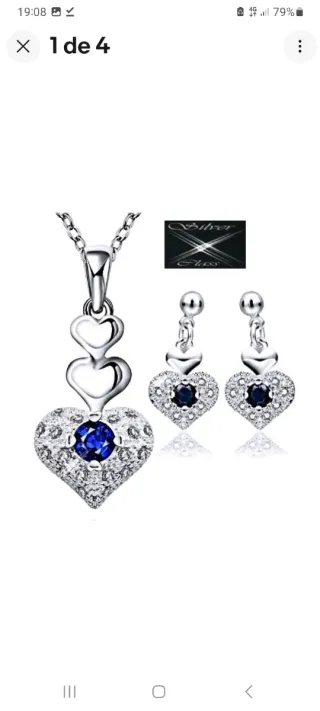 Conjunto Plata Ley Corazón Azul