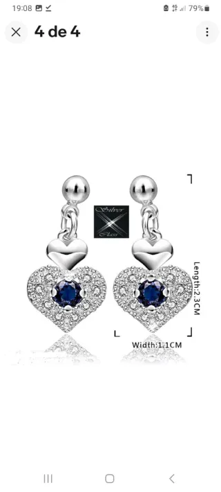 Conjunto Plata Ley Corazón Azul