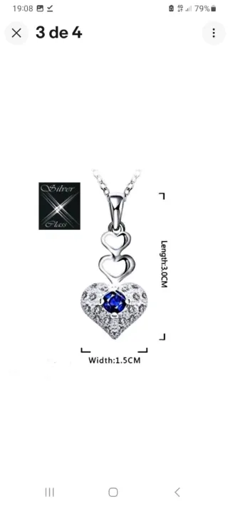 Conjunto Plata Ley Corazón Azul