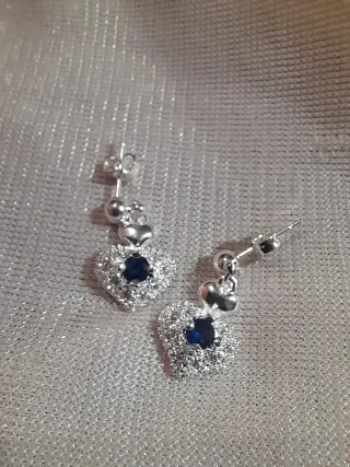 Conjunto Plata Ley Corazón Azul