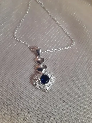 Conjunto Plata Ley Corazón Azul