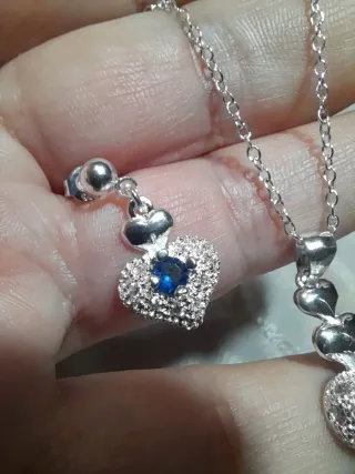 Conjunto Plata Ley Corazón Azul