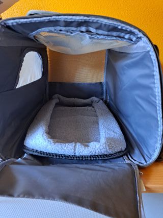 Transportín gato/perro pequeño gris y marrón
