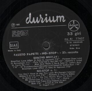 Fausto Papetti No-Stop 37a Raccolta LP 12'' 33 RPM