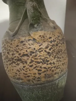 Vaso Ceramica Verde Giallo Manici