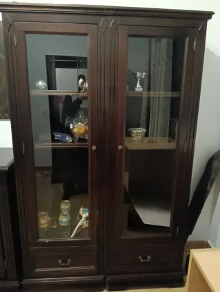 Vitrina de madera y cristal