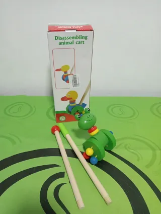 Andador de madera para desmontar animal