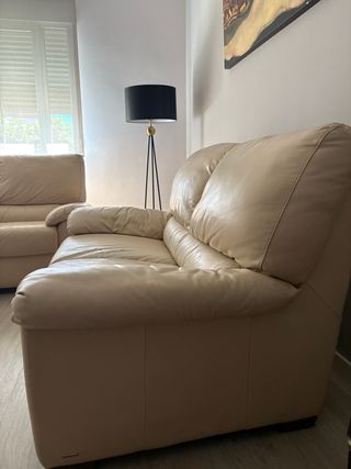 2 Sofás Natuzzi de Piel Beige