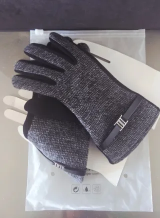 Guantes Táctiles Cálidos Talla L - Gris y negro