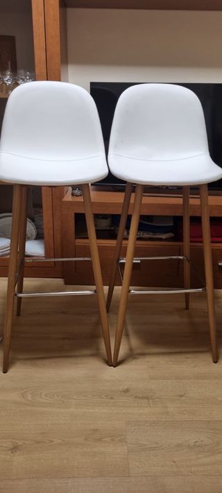 Juego de 2 sillas de cocina blancas