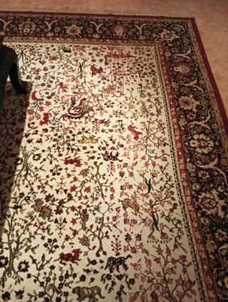 Alfombra Oriental Lana Beige y Rojo