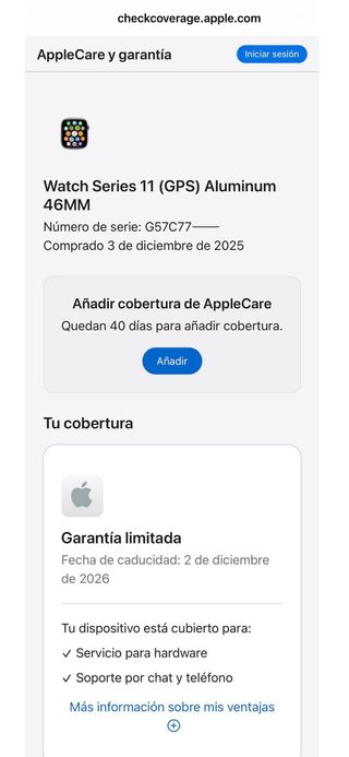 Apple Watch Series 11 Negro/Plata 46 mm