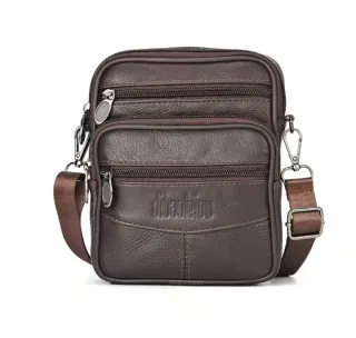Bolso bandolera hombre piel marrón