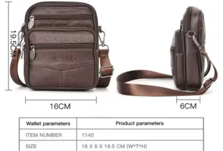 Bolso bandolera hombre piel marrón