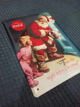 Cartel metálico de Coca-Cola - Santa Claus