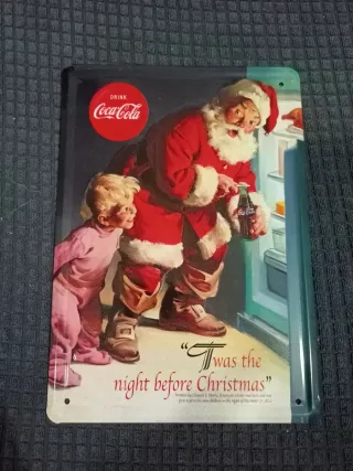 Cartel metálico de Coca-Cola - Santa Claus