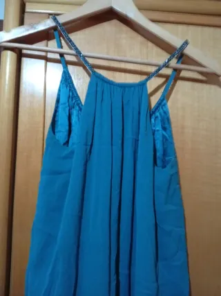 Vestido verde azulado con tirantes