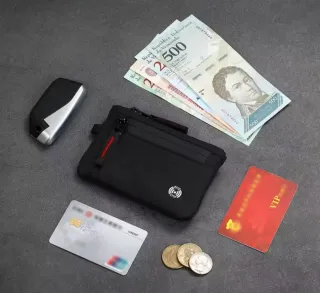 Cartera monedero RFID STOP negra