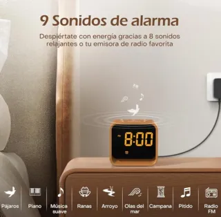 Reloj Despertador Madera y Amarillo