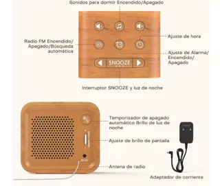 Reloj Despertador Madera y Amarillo