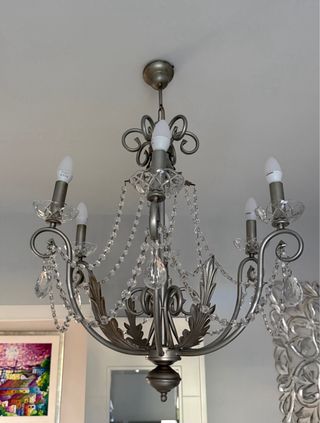 Lustre Prata com Cristais