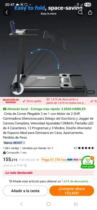 Cinta de Correr Plegable 2 en 1 KEHOT