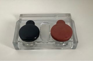 Doble tintero cristal macizo. Años 40