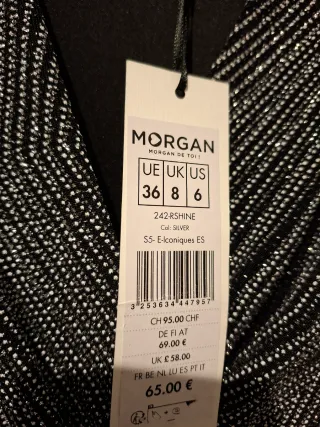 Vestido fiesta plateado talla 36