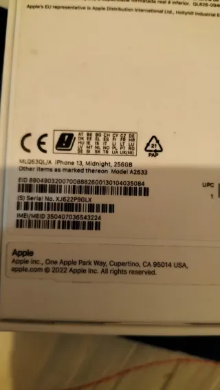 Caja vacía iPhone 13 256GB