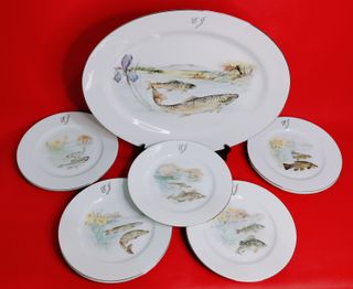 Vajilla Limoges de porcelana para pescado
