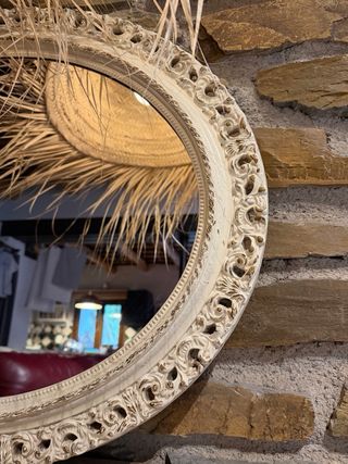 Espejo Ovalado Antiguo Marco Labrado