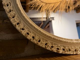 Espejo Ovalado Antiguo Marco Labrado