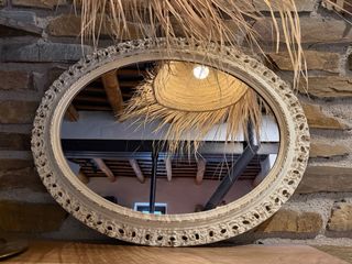 Espejo Ovalado Antiguo Marco Labrado