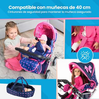 CARRITO DE MUÑECAS KINDERPLAY - AZUL MARINO