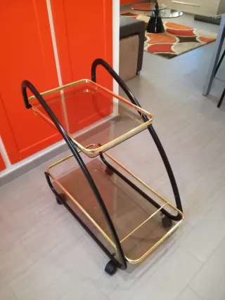 Carrello porta liquori 2 ripiani oro/trasparente