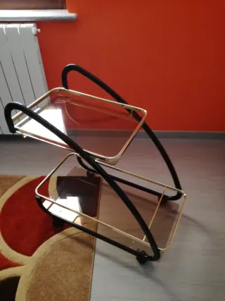 Carrello porta liquori 2 ripiani oro/trasparente