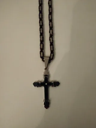 Collar/cadena Cruz Jstyle Hombre Negro/Plata