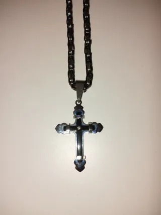 Collar/cadena Cruz Jstyle Hombre Negro/Plata