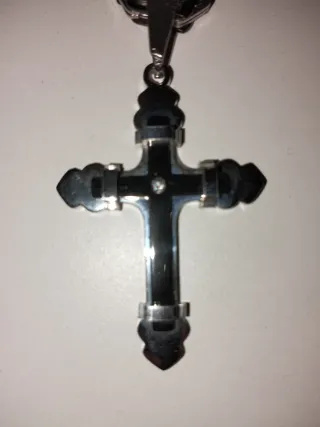 Collar/cadena Cruz Jstyle Hombre Negro/Plata